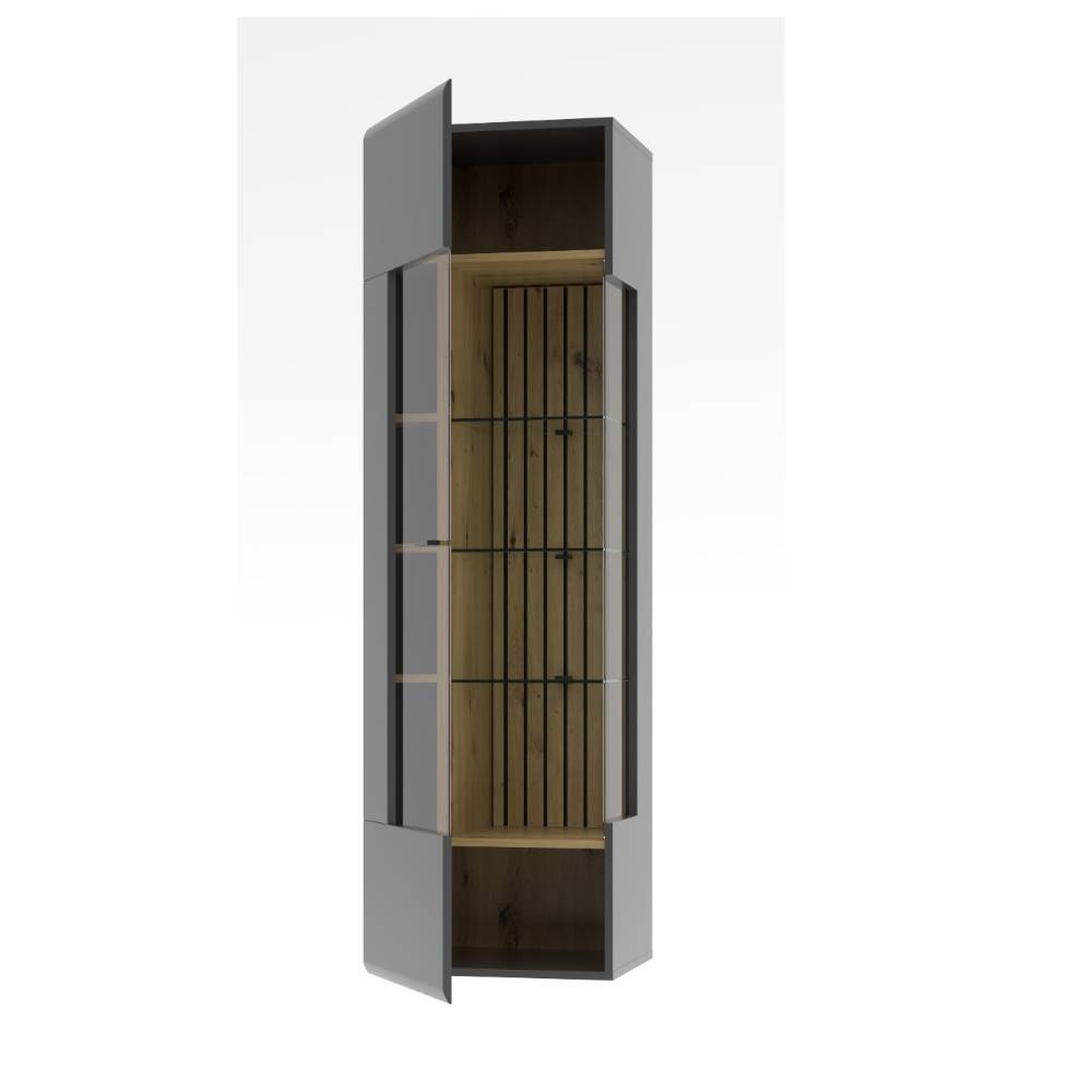 Wohnzimmer Hängevitrine in mattem Dunkelgrau - Azar