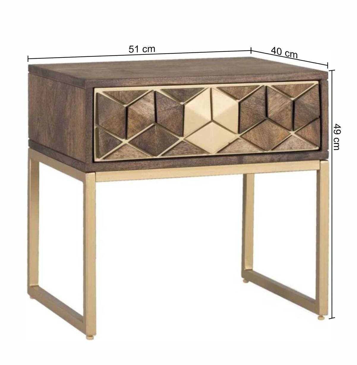 Design Nachtkommode in Walnuss Braun und Gold - Feregato