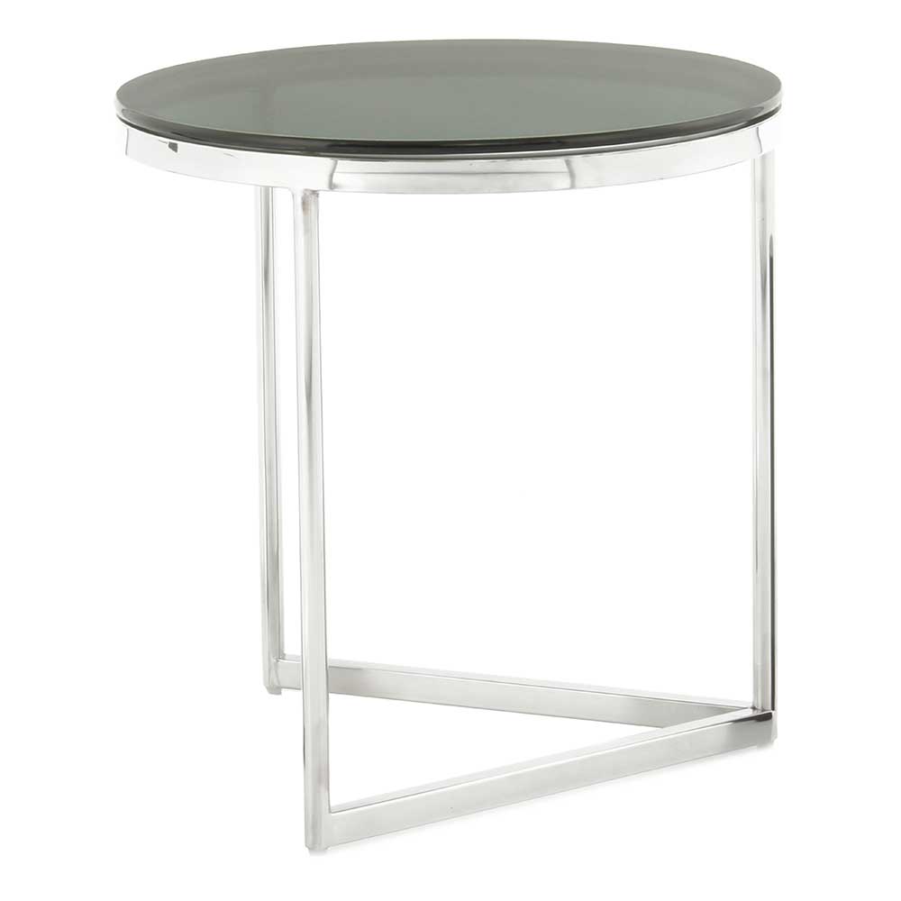 Runder Design Beistelltisch mit Glasplatte Schwarz - Steven
