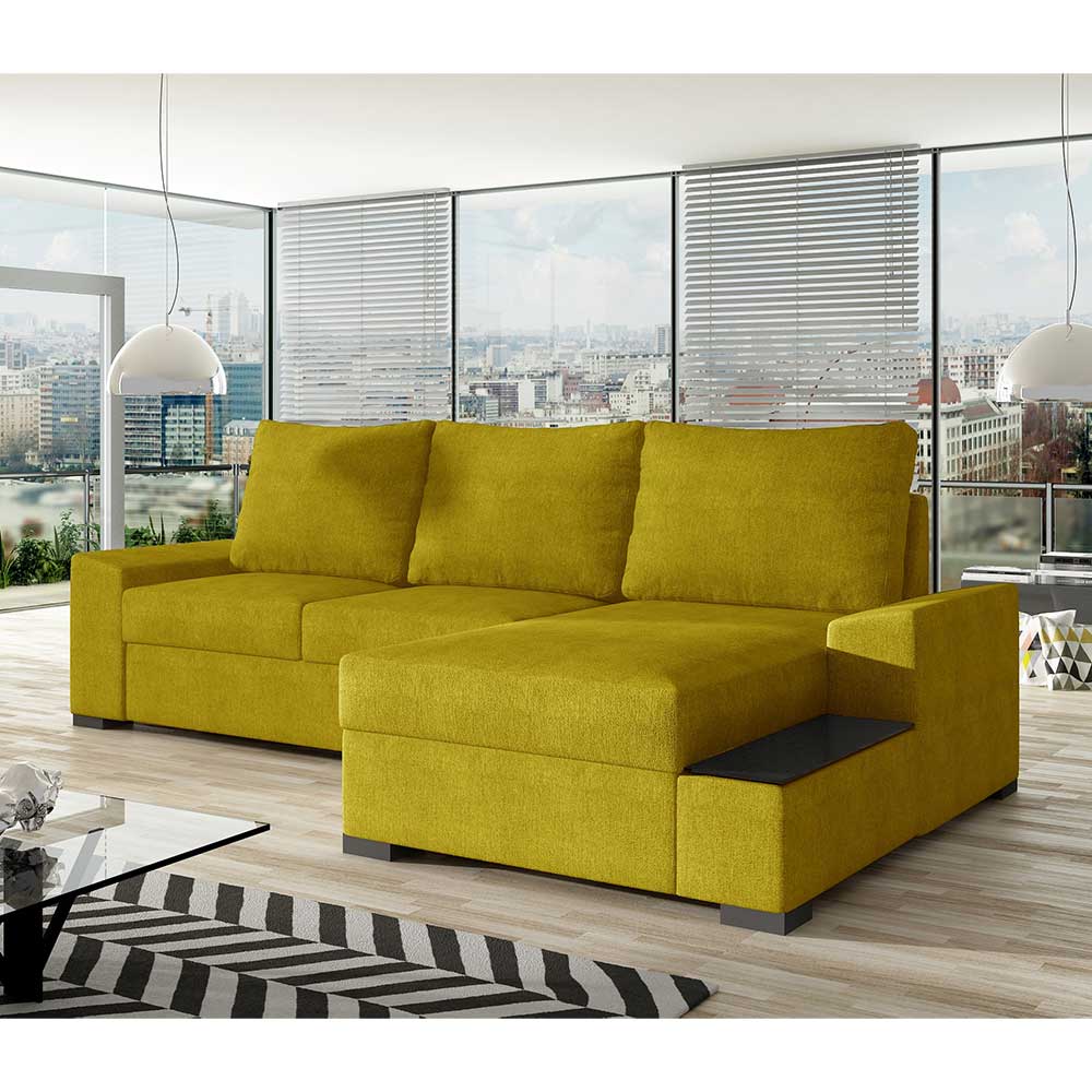 Dreisitzer Ecksofa in Currygelb - Hanya