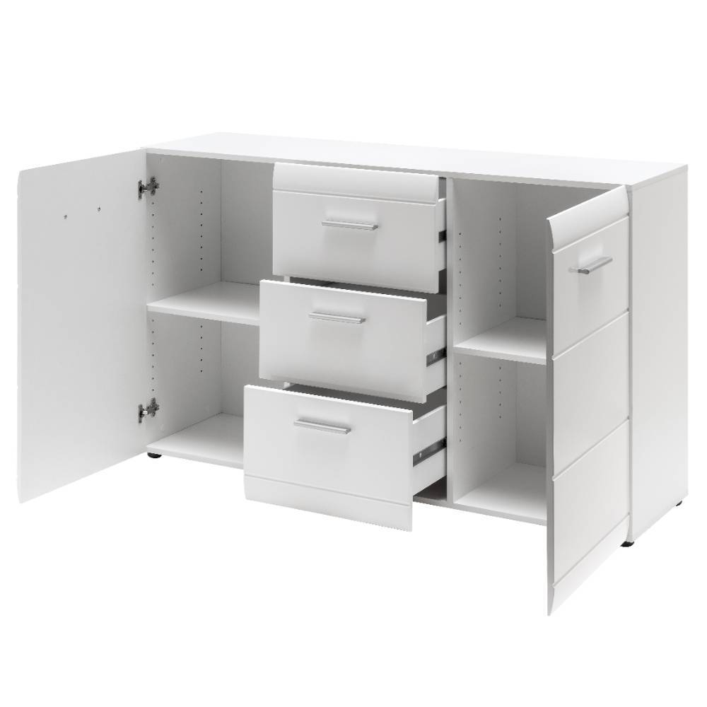 Kompaktes Sideboard in Hochglanz Weiß - Tiondon