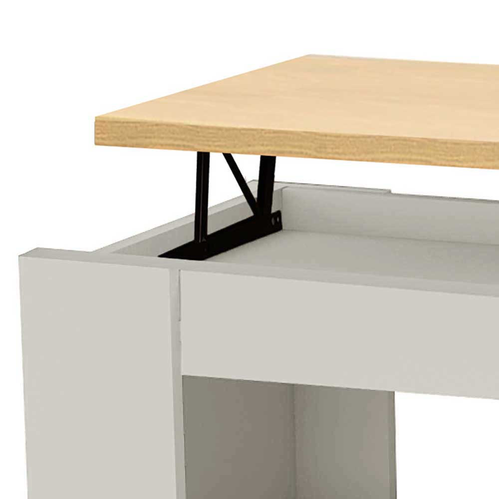 Couchtisch in Cremeweiß mit Eiche - Langoona