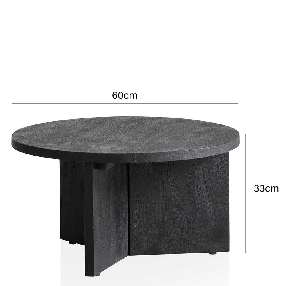 Runder Holz-Couchtisch in Schwarz - Dicampo