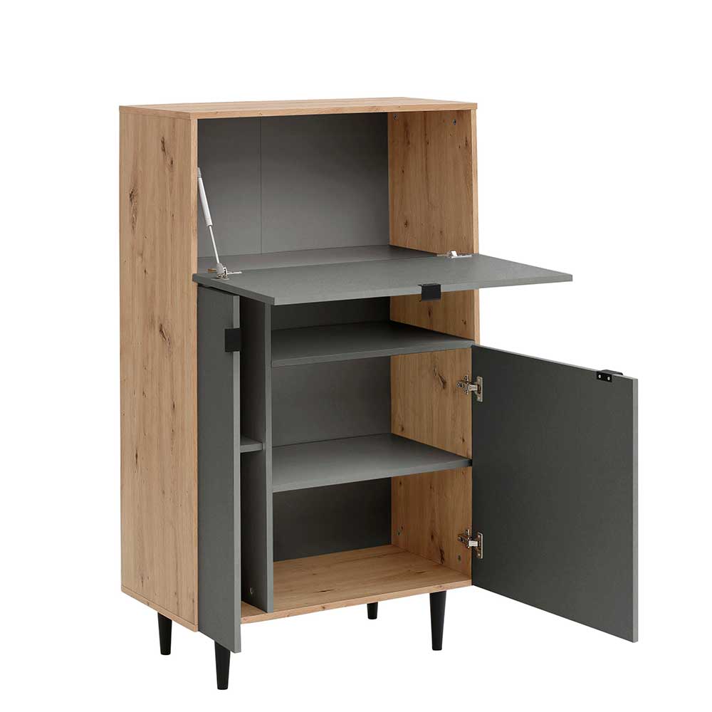 Wohnzimmerschrank in Anthrazit und Eiche - Sanctos