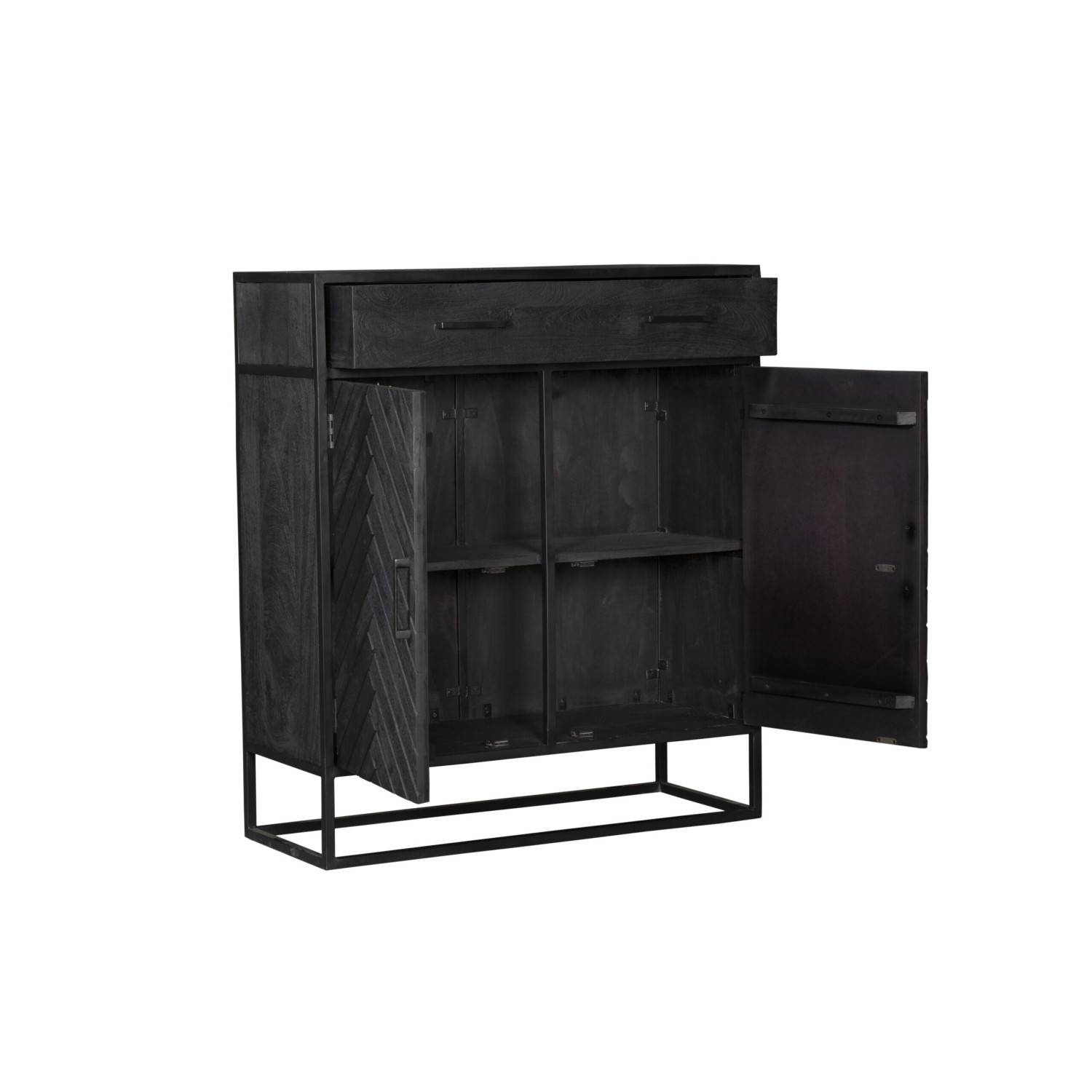 Schwarze Hochkommode aus Mangoholz - Lida