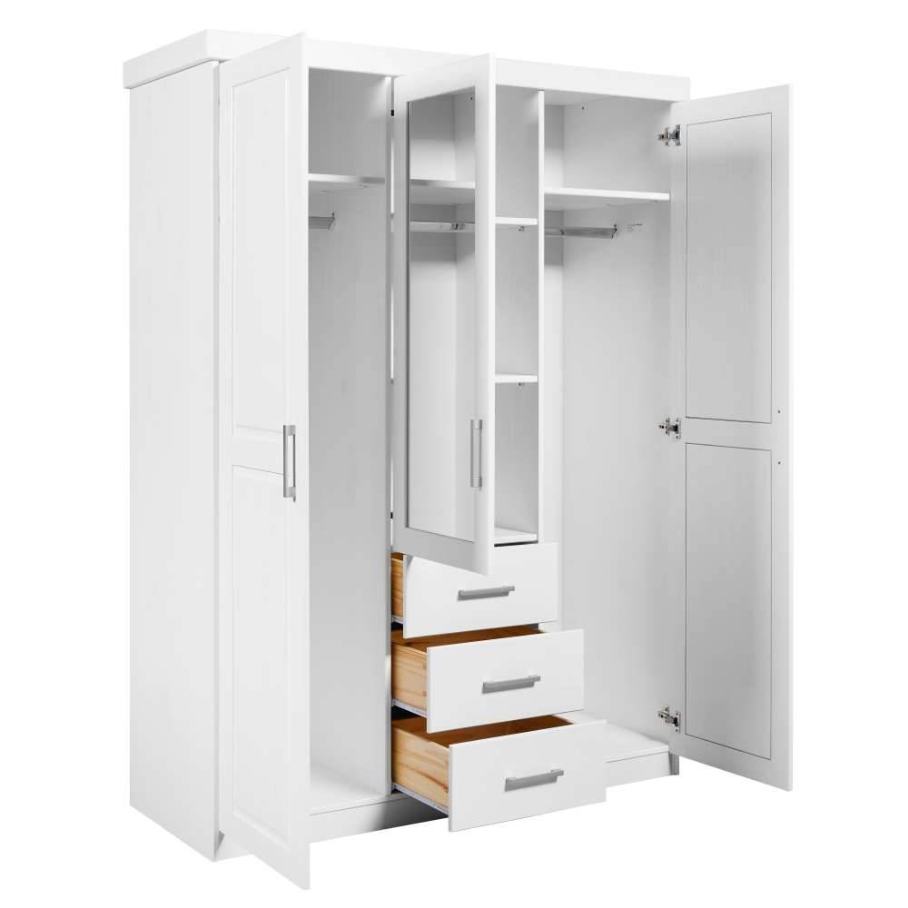 Weißer Kombi Kleiderschrank mit Spiegel - Jeston