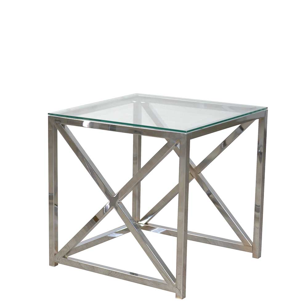 Kleine Tische aus Glas & Chrom - Tora (zweiteilig)