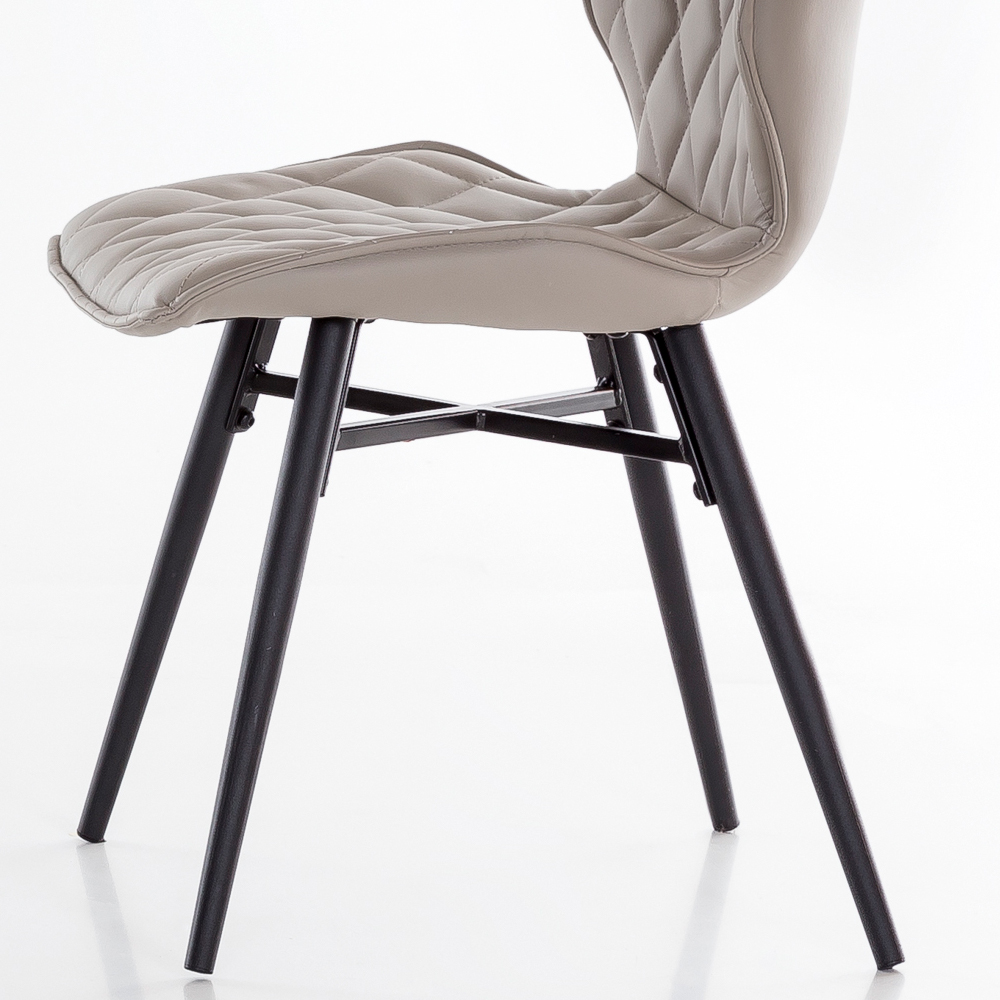 Stuhl Set Zehadra in Grau Kunstleder gesteppt (2er Set)