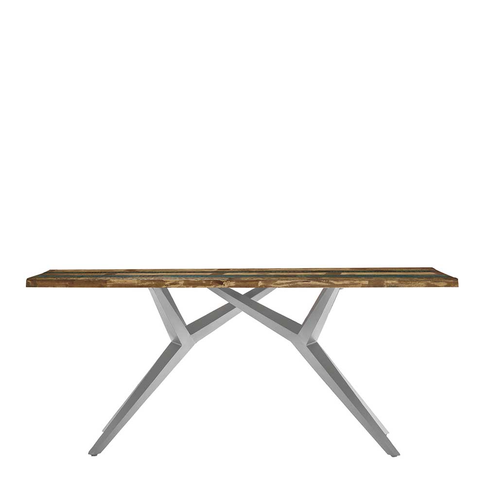 Design Tisch mit bunter Altholzplatte Shabby - Enyi
