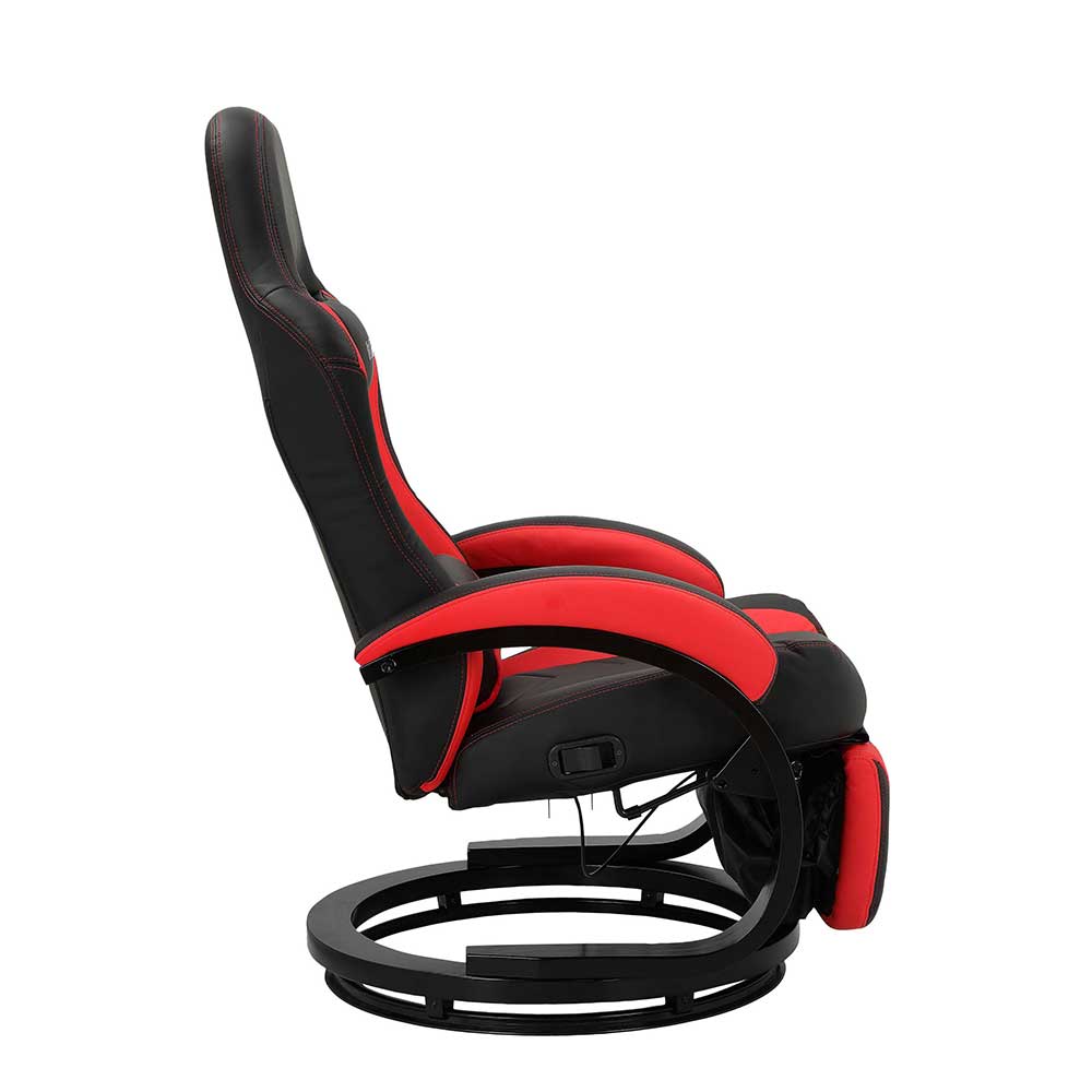 Gaming Stuhl mit Ringgestell in Schwarz mit Rot - Crentin