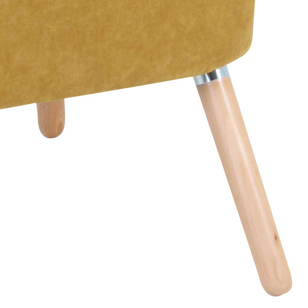 Velours Sessel in Maisgelb und Buche - Barack