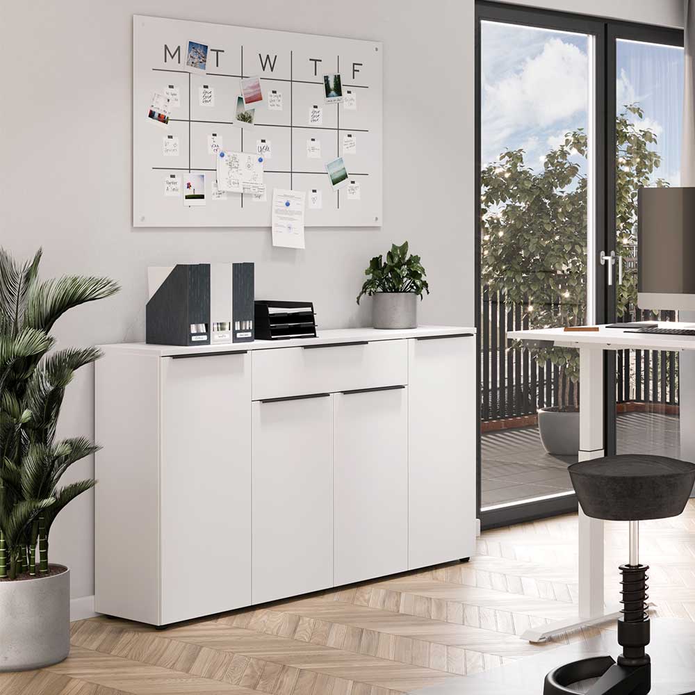 Weiße Büroeinrichtung Möbelset - Sparkle (vierteilig)