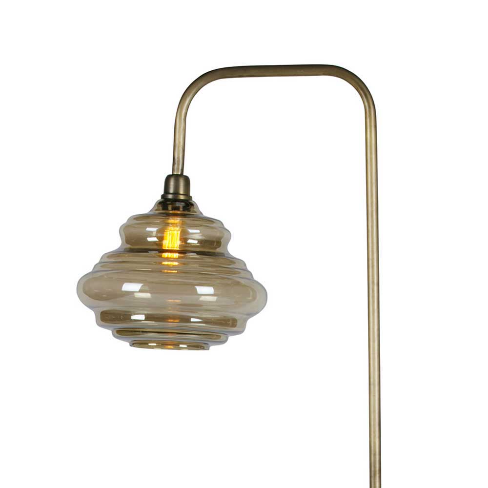 Stehlampe in Messingfarben Kantino mit Glas Schirm