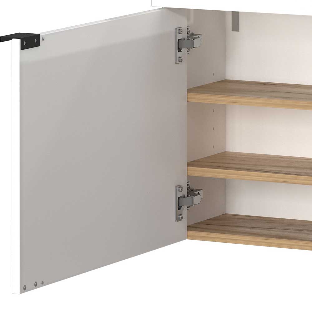 Dielenschrank in Weiß mit Wildeiche - Madita
