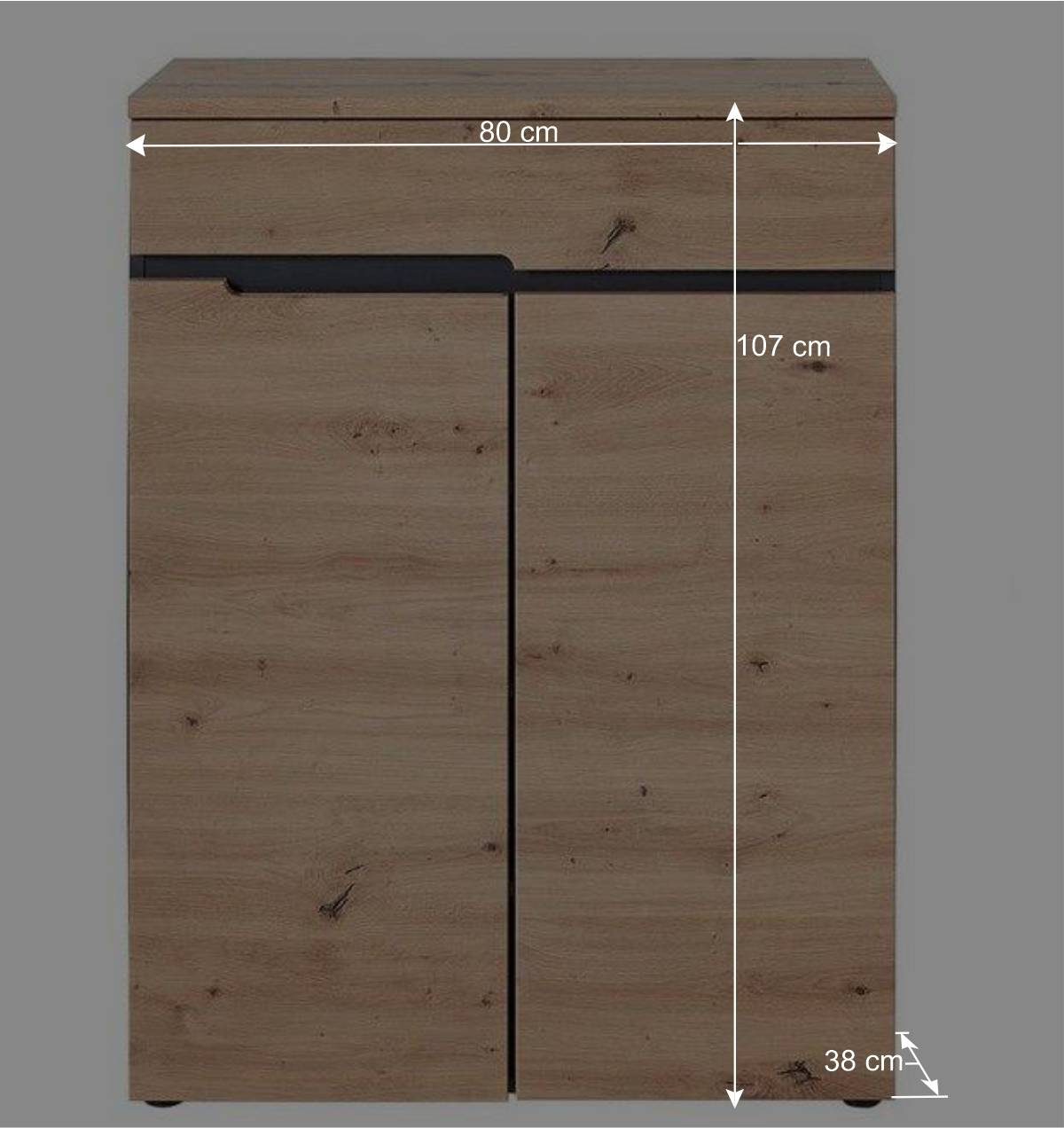 80x107x38 Vertiko für Schuhe in Wildeiche Optik - Kuetra