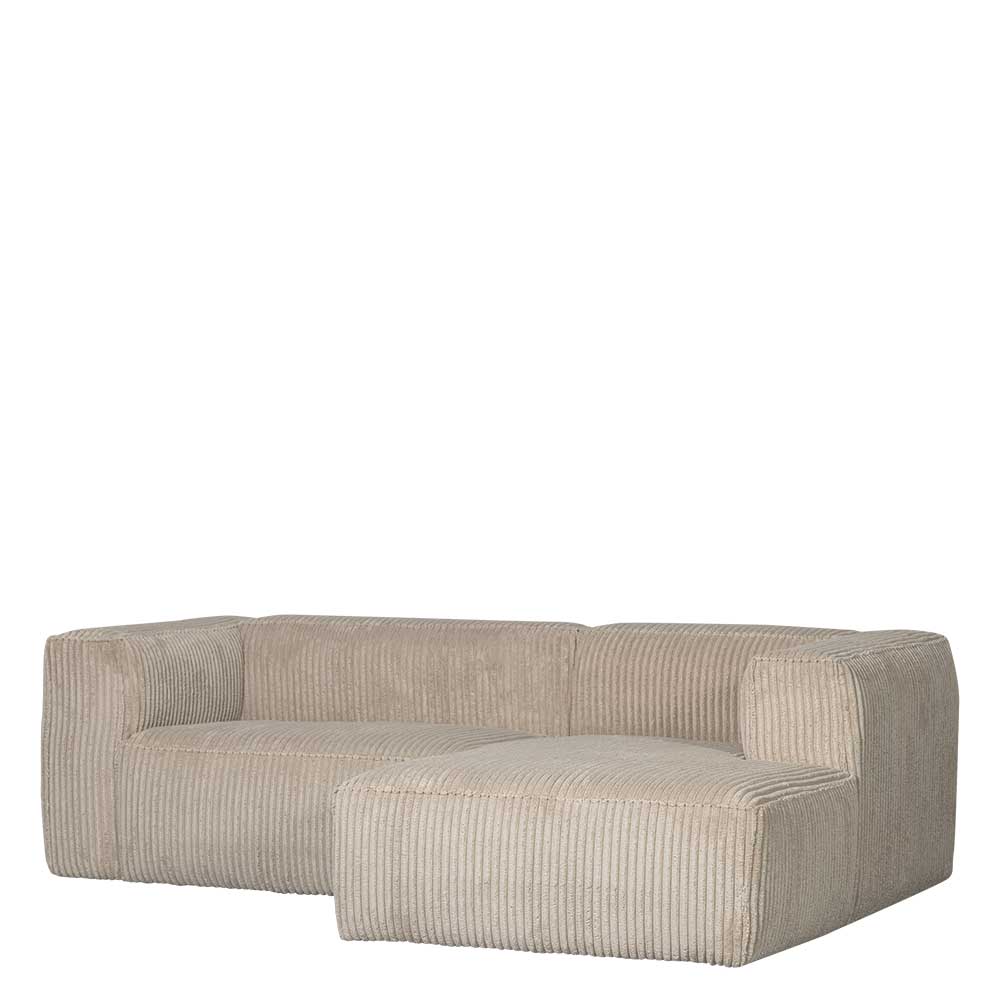 Ecksofa in Beige Ribcord - Fanandro