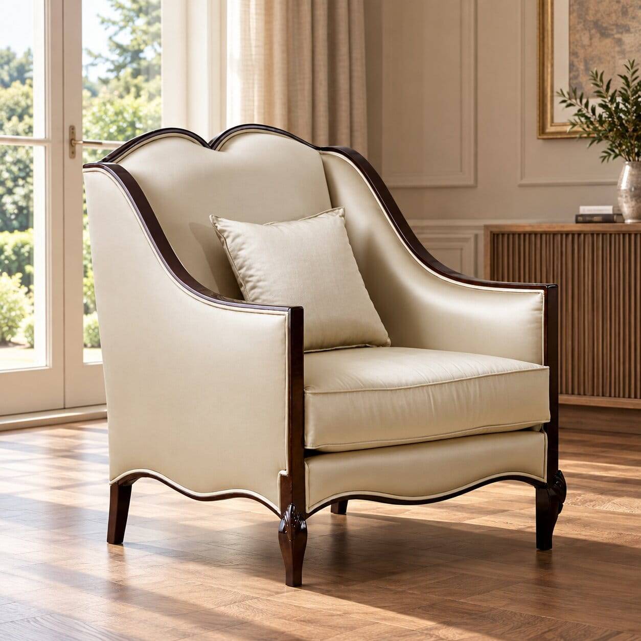 Eleganter Polstersessel in Beige - Sutolary