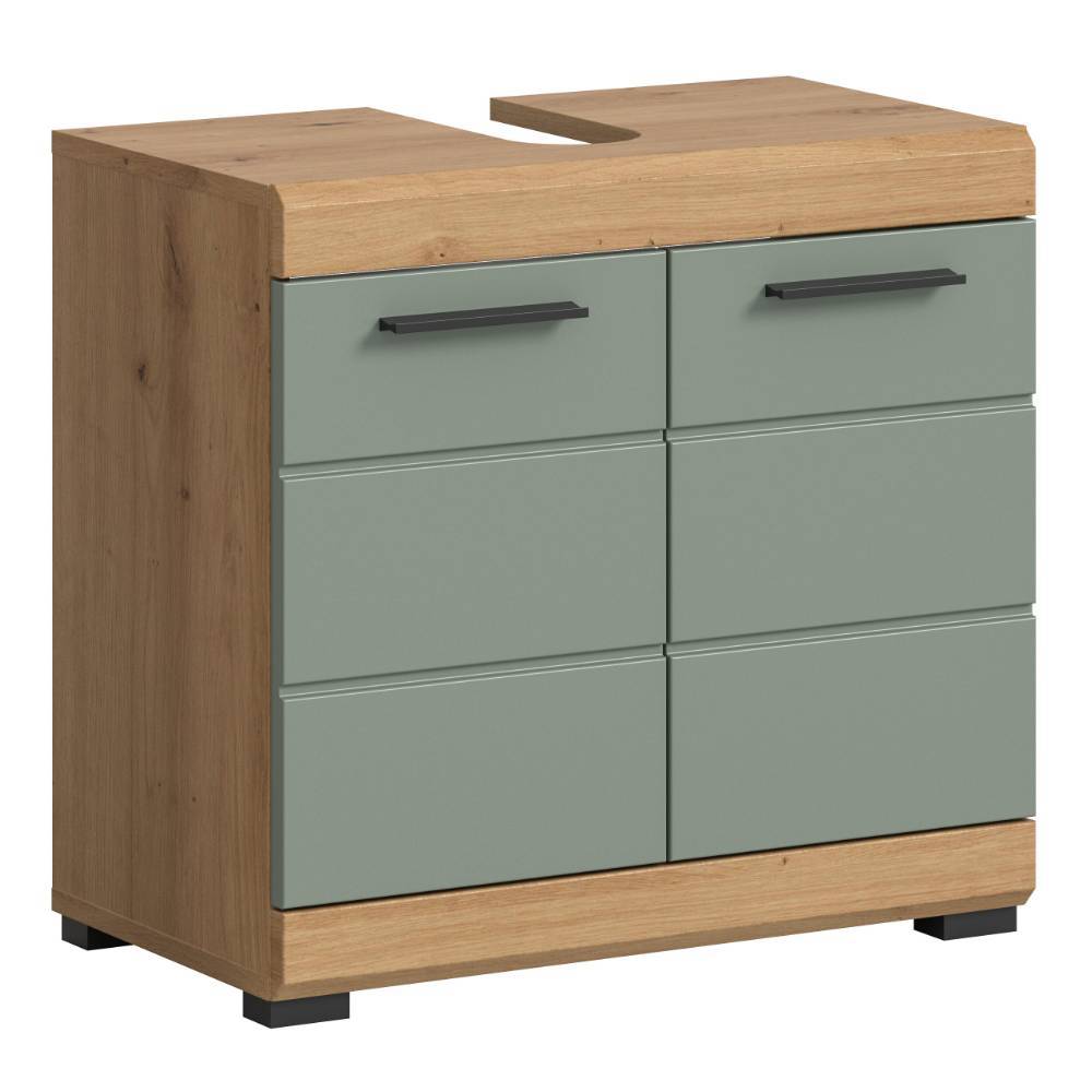 Waschplatz und Hochschrank Set in Salbei - Tamdato (dreiteilig)