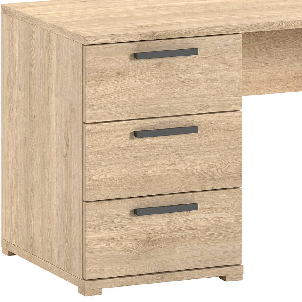Schreibtisch Schubladenelement in Eiche Holzoptik mit drei Schüben und dunklen Griffen – Choice