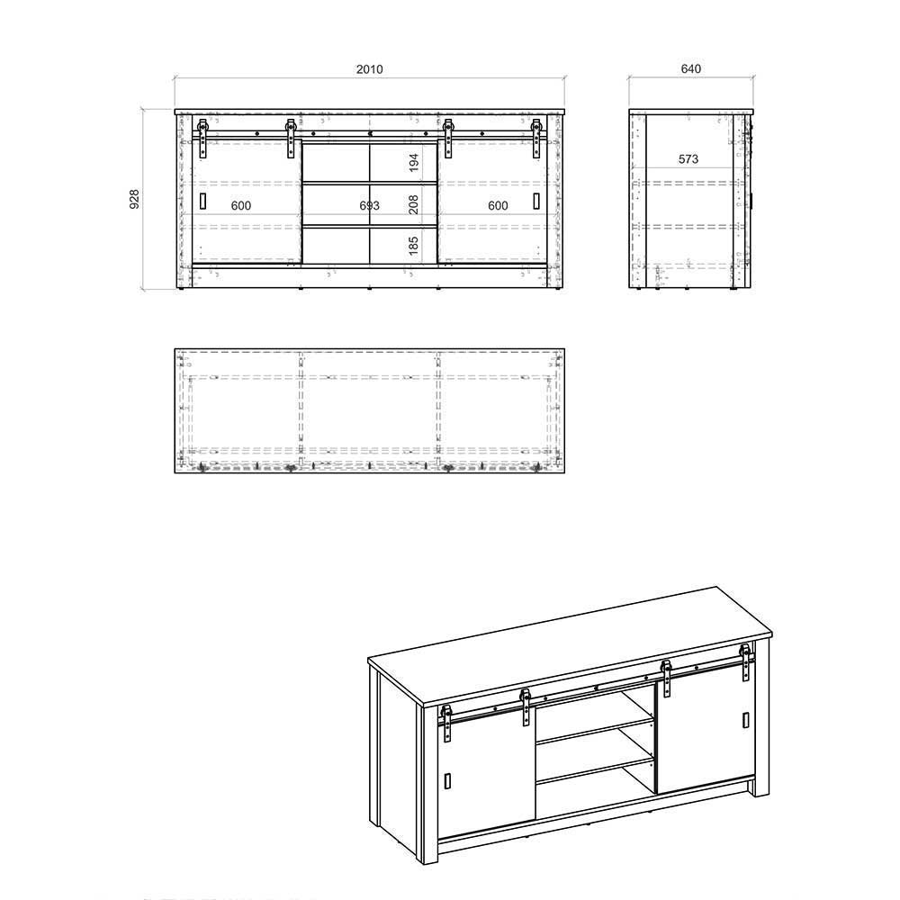 Küchenmöbel Kombination in Weiß Grau - Eture (dreiteilig)