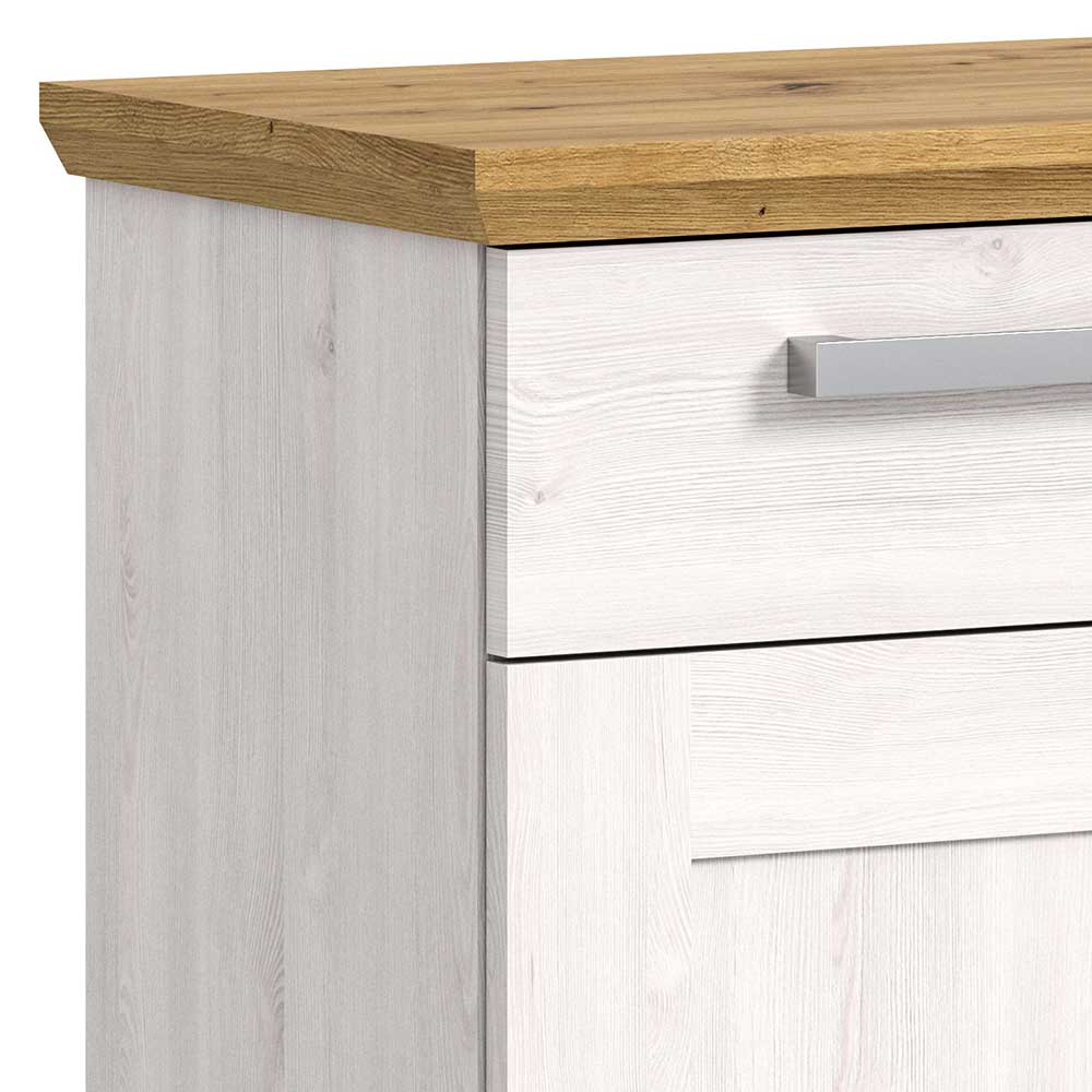 Landhaus Kommode in Holzoptik Lärche Weiß - Tocella