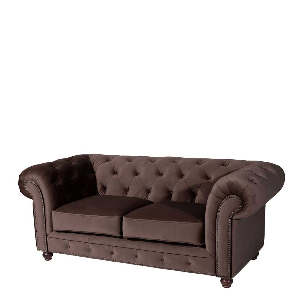 Zweisitzer Sofa in Braun Samtvelours - Lord