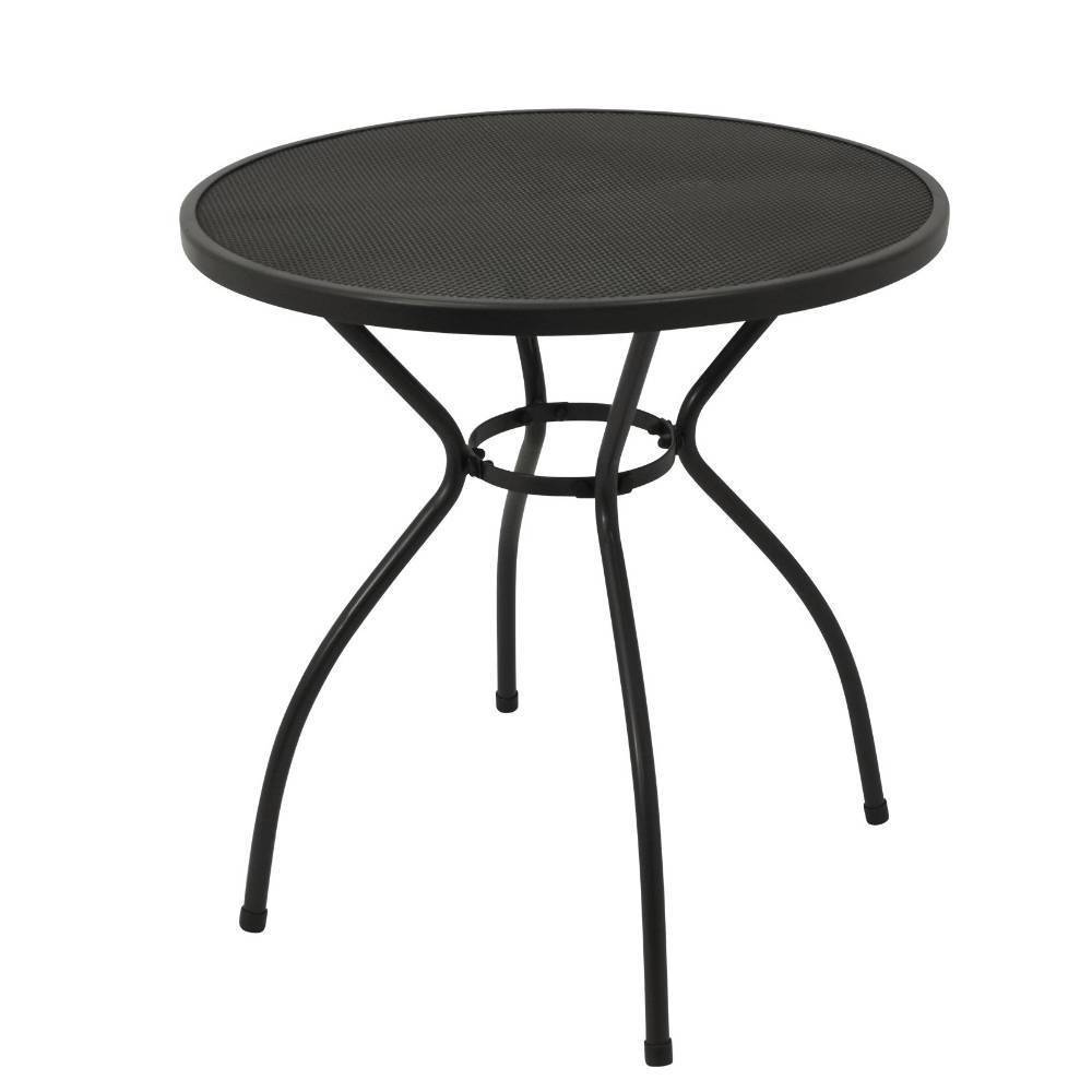 Runder schwarzer Metall-Balkontisch mit Streckmetallplatte, modern – Mali