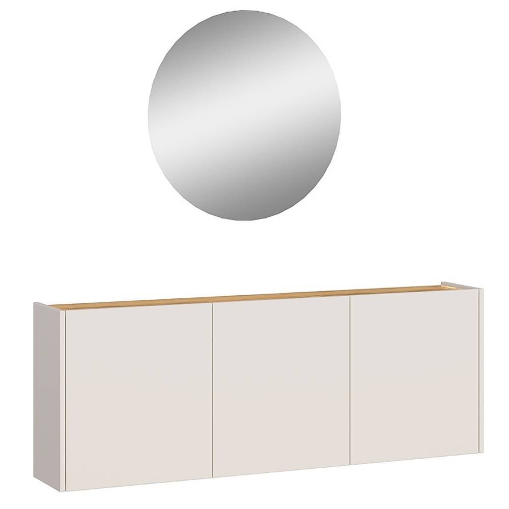 Dielenschrank & Rundspiegel modern - Unika (zweiteilig)