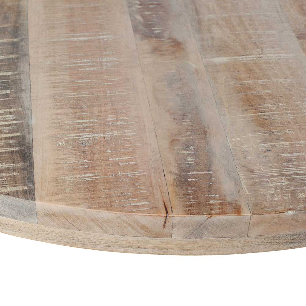 120 cm runder Tisch aus Mango Holz White Wash - Trois