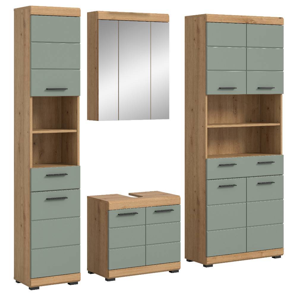 Badezimmer-Komplett-Set in Salbei - Tamdato (vierteilig)