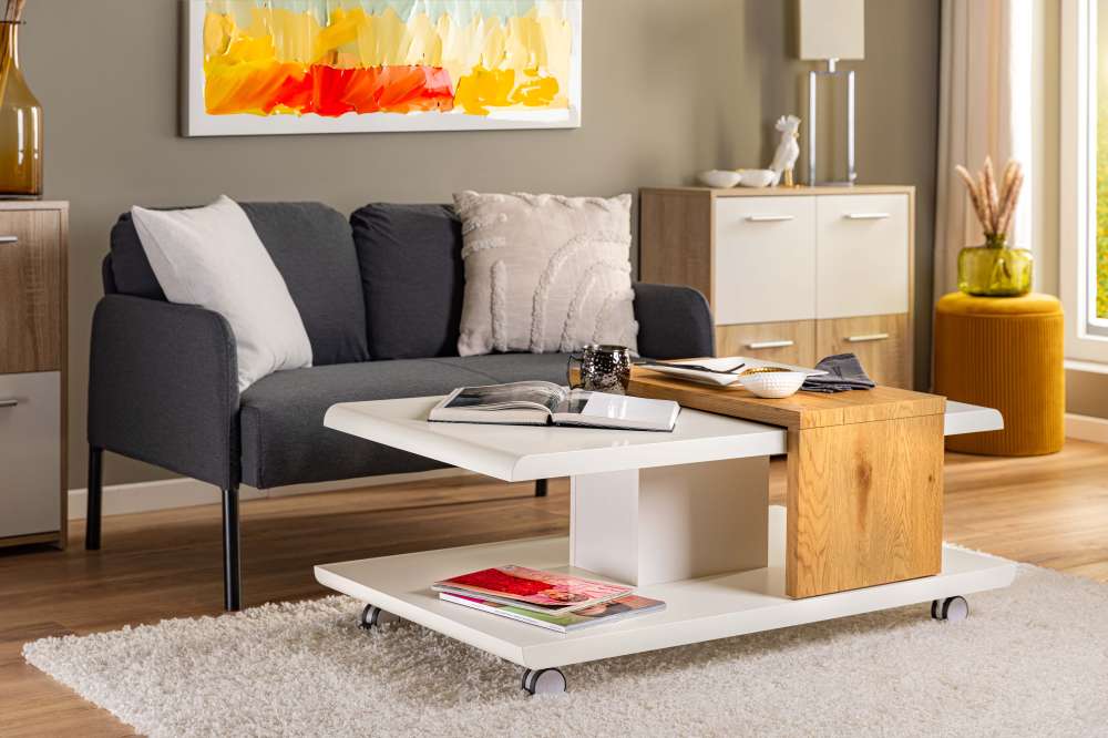 110x66 Wohnzimmer Sofatisch mit Rollen - Imogenda