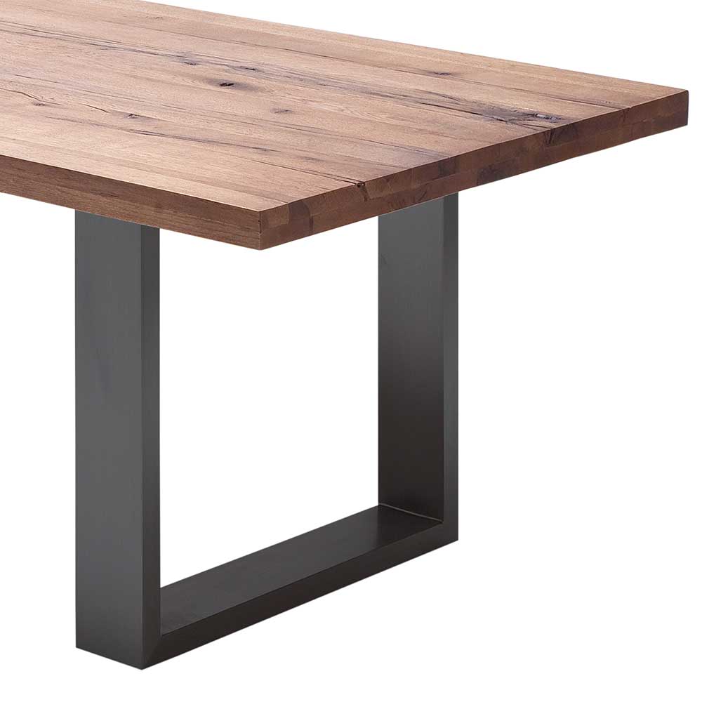 Esszimmer Tisch mit dunkler Eichenplatte - Buleta
