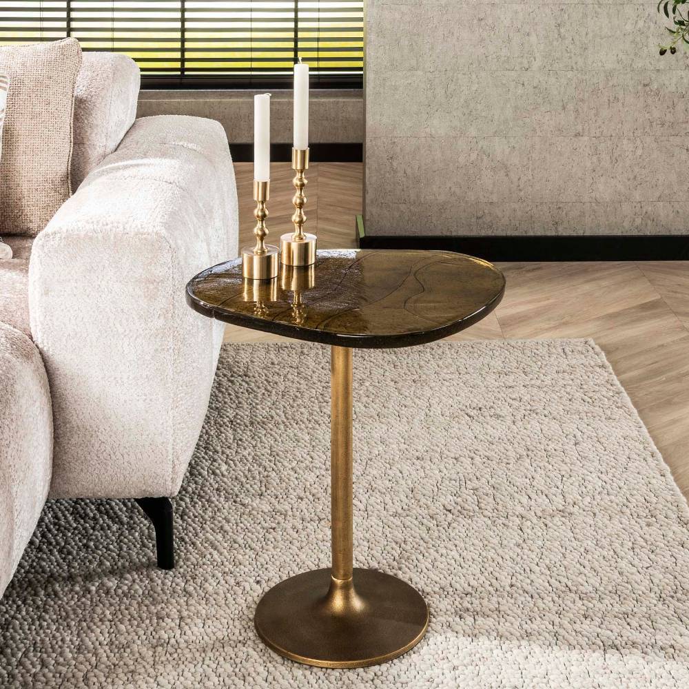 Wohnzimmer-Beistelltisch in Altgoldfarben - Spacyan