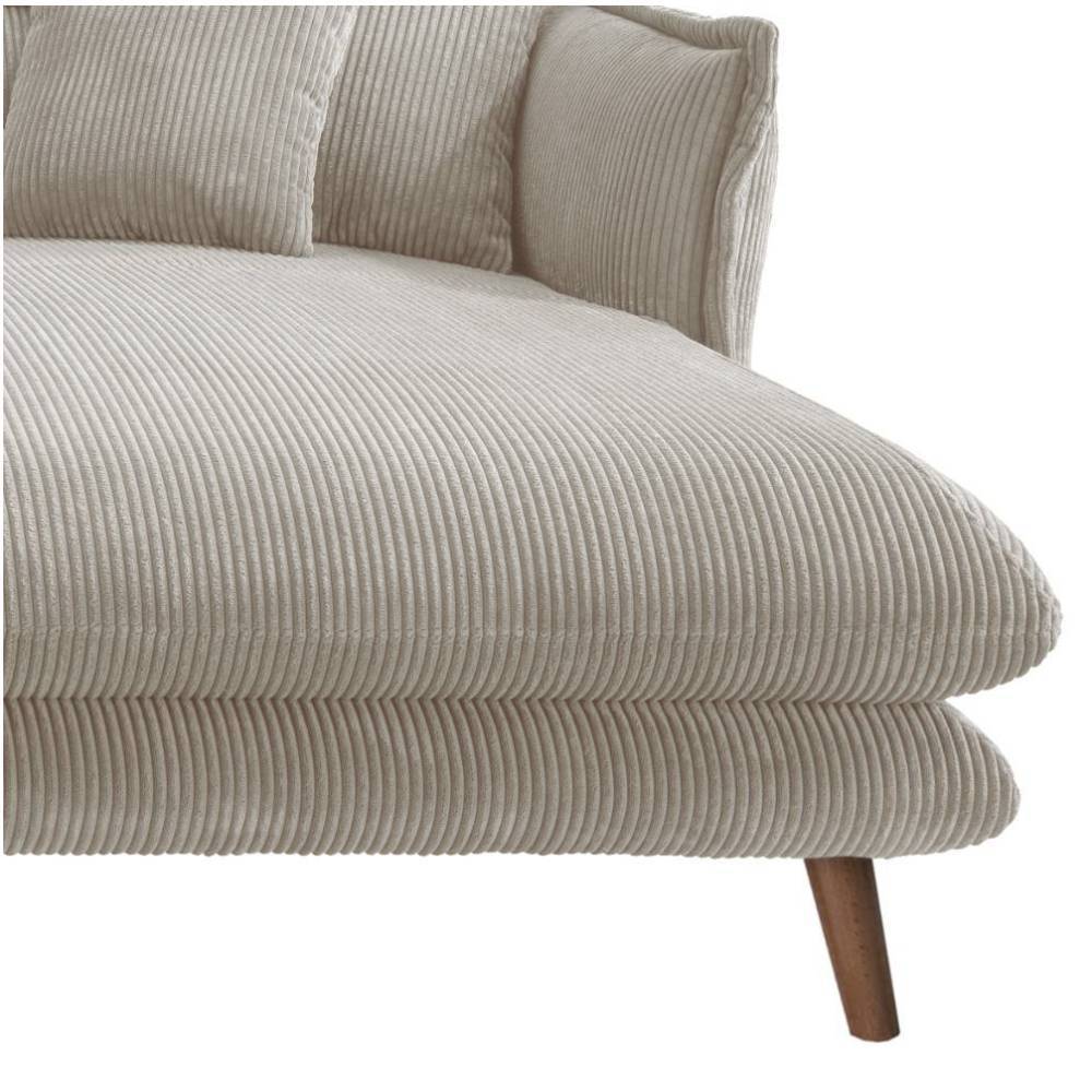 Eckcouch in Beige und Holz Natur - Posky