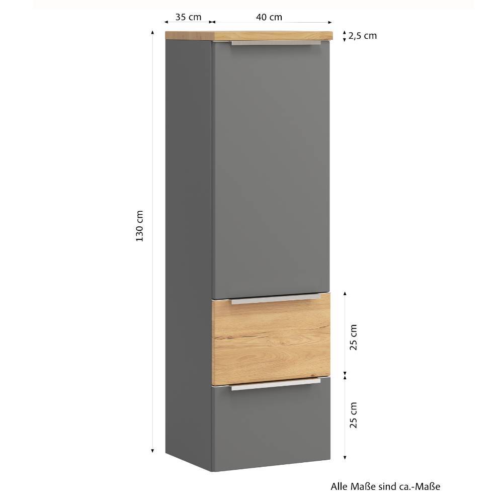 Hängender Bad-Midischrank in Mattgrau - Reill