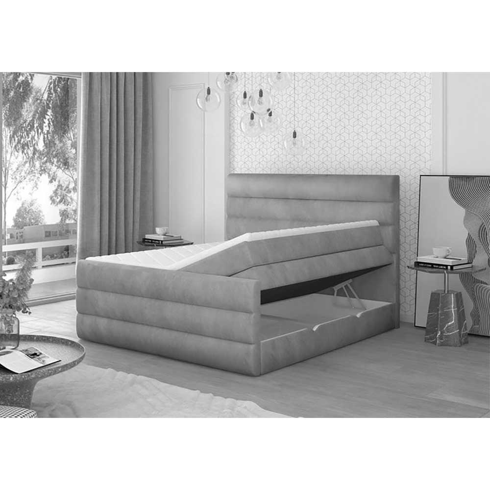 Boxspringbett in Dunkelgrau Samt - Batros