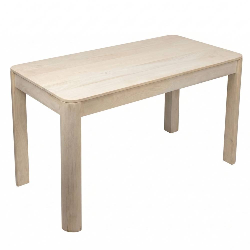 Rechteckiger Esszimmertisch aus hellem Mangobaumholz in White Wash Optik – Romtada