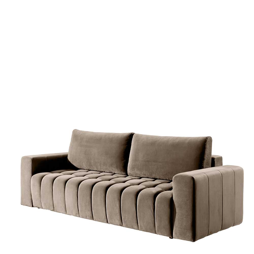Wohnzimmersofa mit Bettfunktion in Hellbraun - Coisma