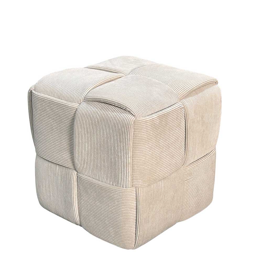 Hocker Pouf in Beige Cordbezug - Salvita III