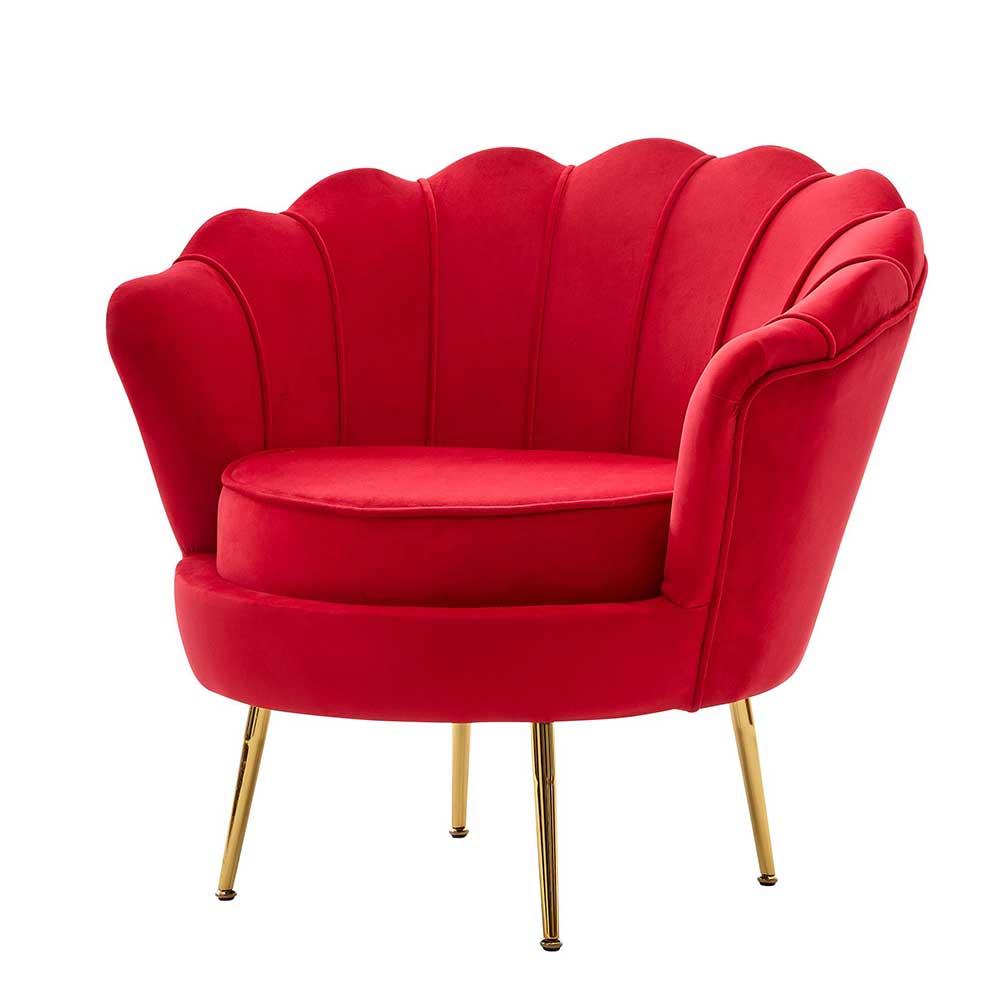 Retro Style Polstersessel in Rot Samt - Venisago