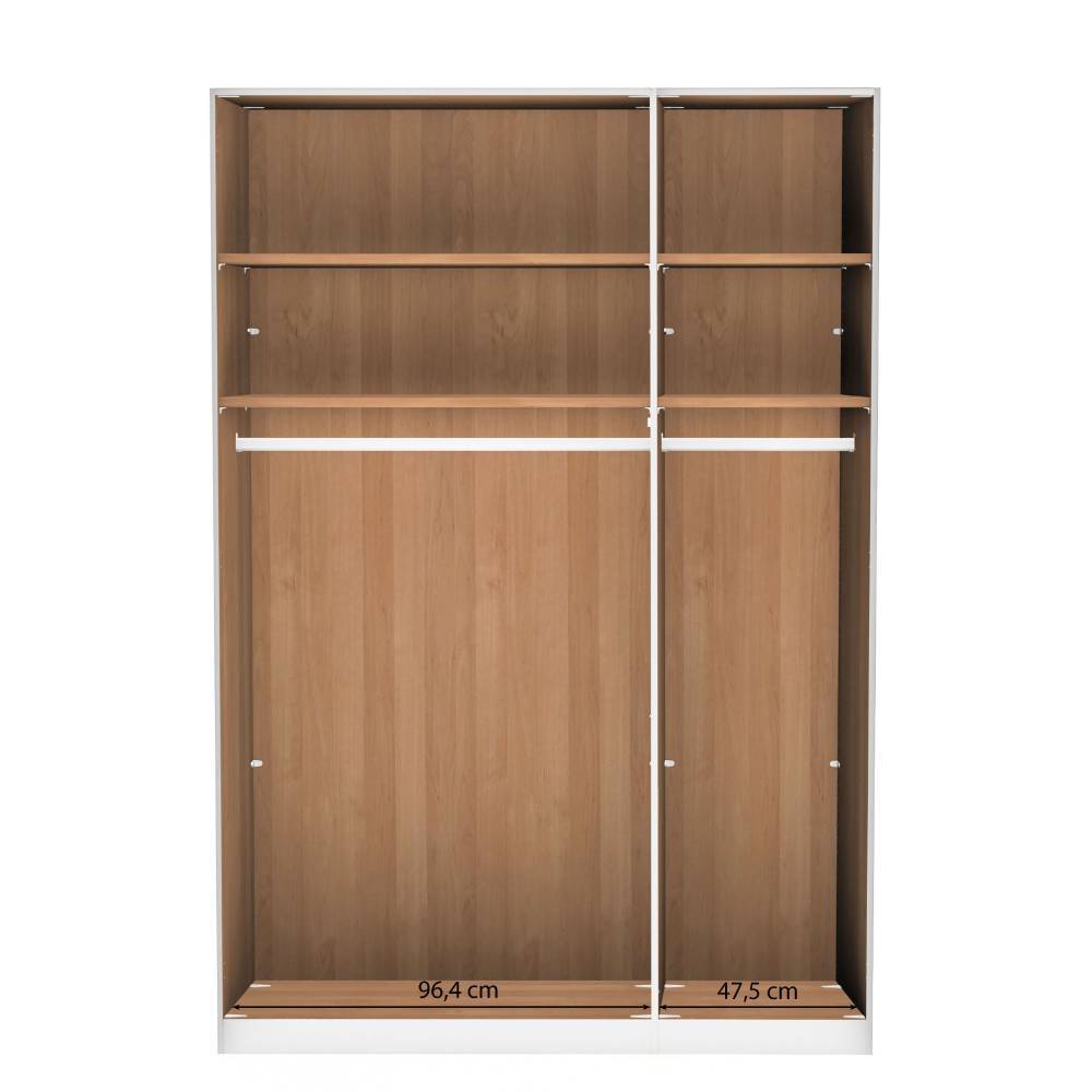 3-türiger Kleiderschrank mit weißer Glasfront - Crucav