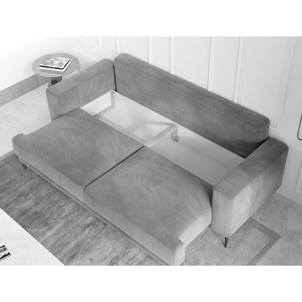 Chenille Bettsofa in Hellgrau - Marile
