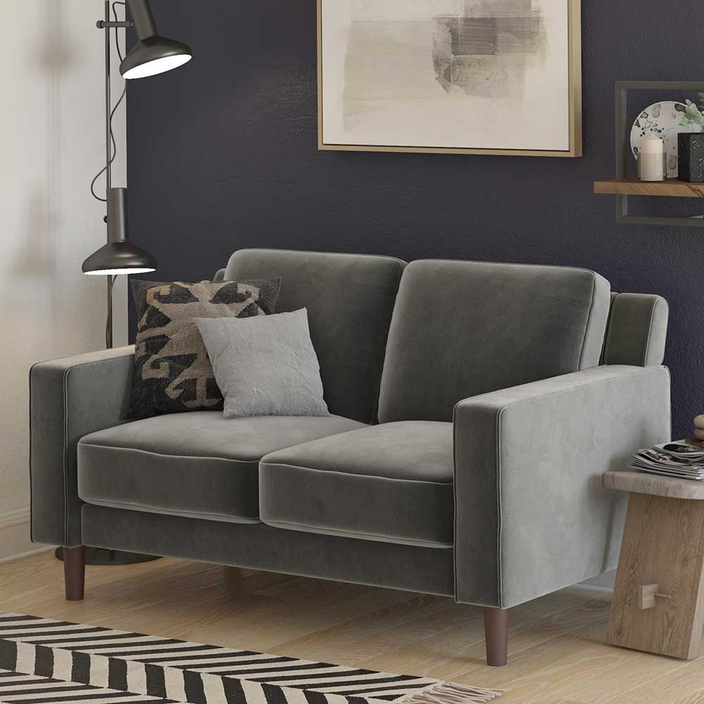 Wohnzimmer Sofa in Grau Samtbezug - Jarley