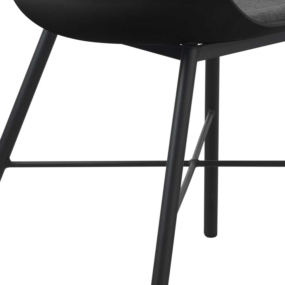 Schwarze Schalenstühle mit Stoffsitz Grau - Vorcalo (2er Set)