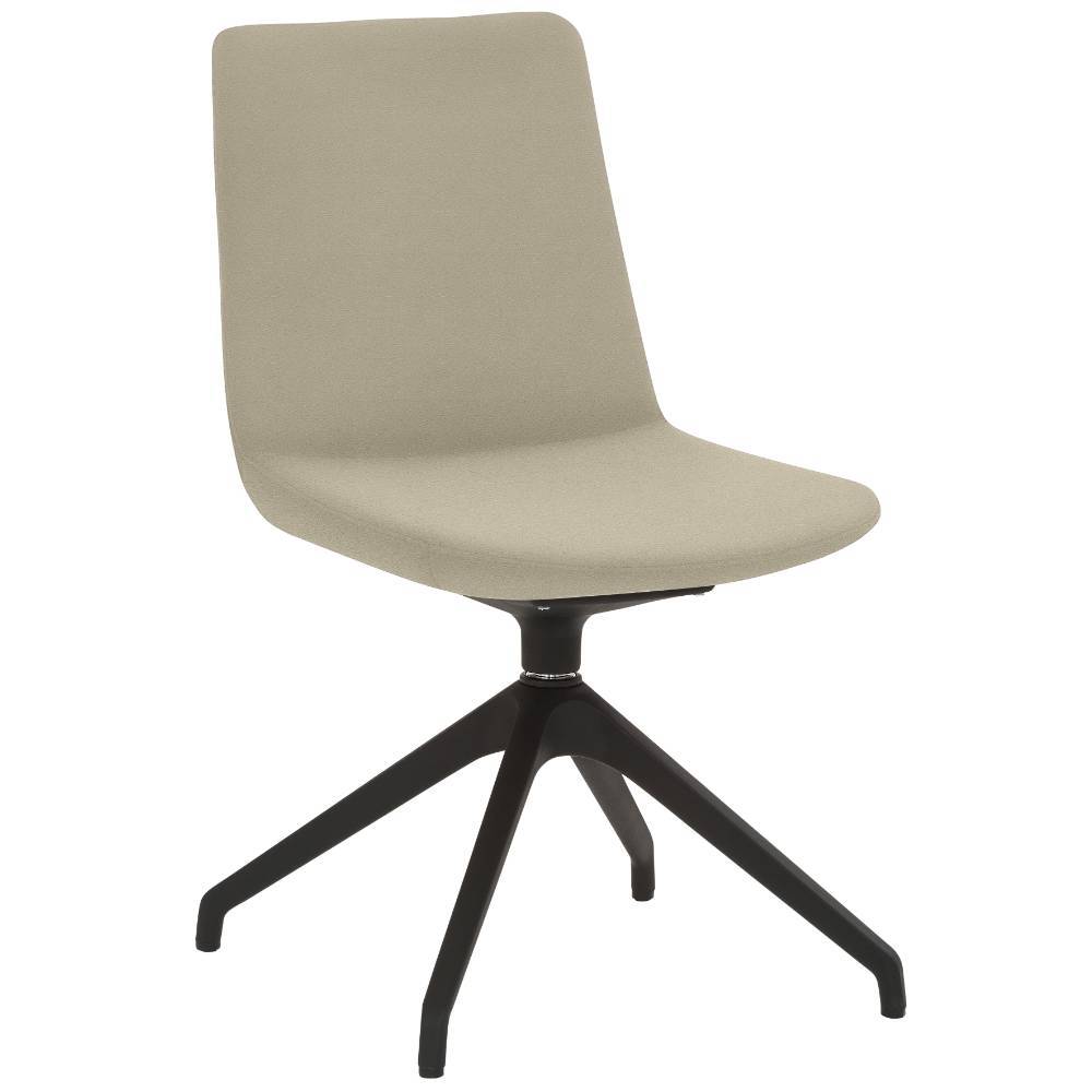 Moderner drehbarer Küchenstuhl in Taupe mit schwarzem Spider-Gestell für den Esstisch – Prime