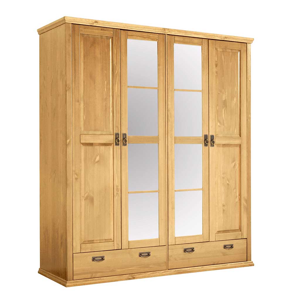 Massivholz Schlafzimmerschrank mit Spiegeln - Inhusa