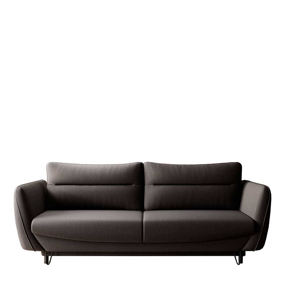 Dreisitzer Bettsofa in Dunkelbraun meliert - Goal