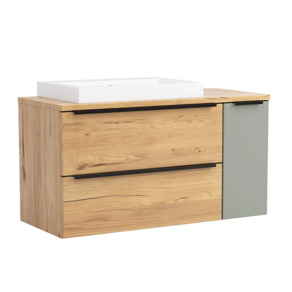 Badezimmer Möbelset in Graugrün - Bibiana (dreiteilig)