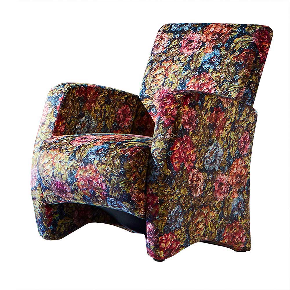 Design Sessel mit Blumen Stoff bunt - Bluna