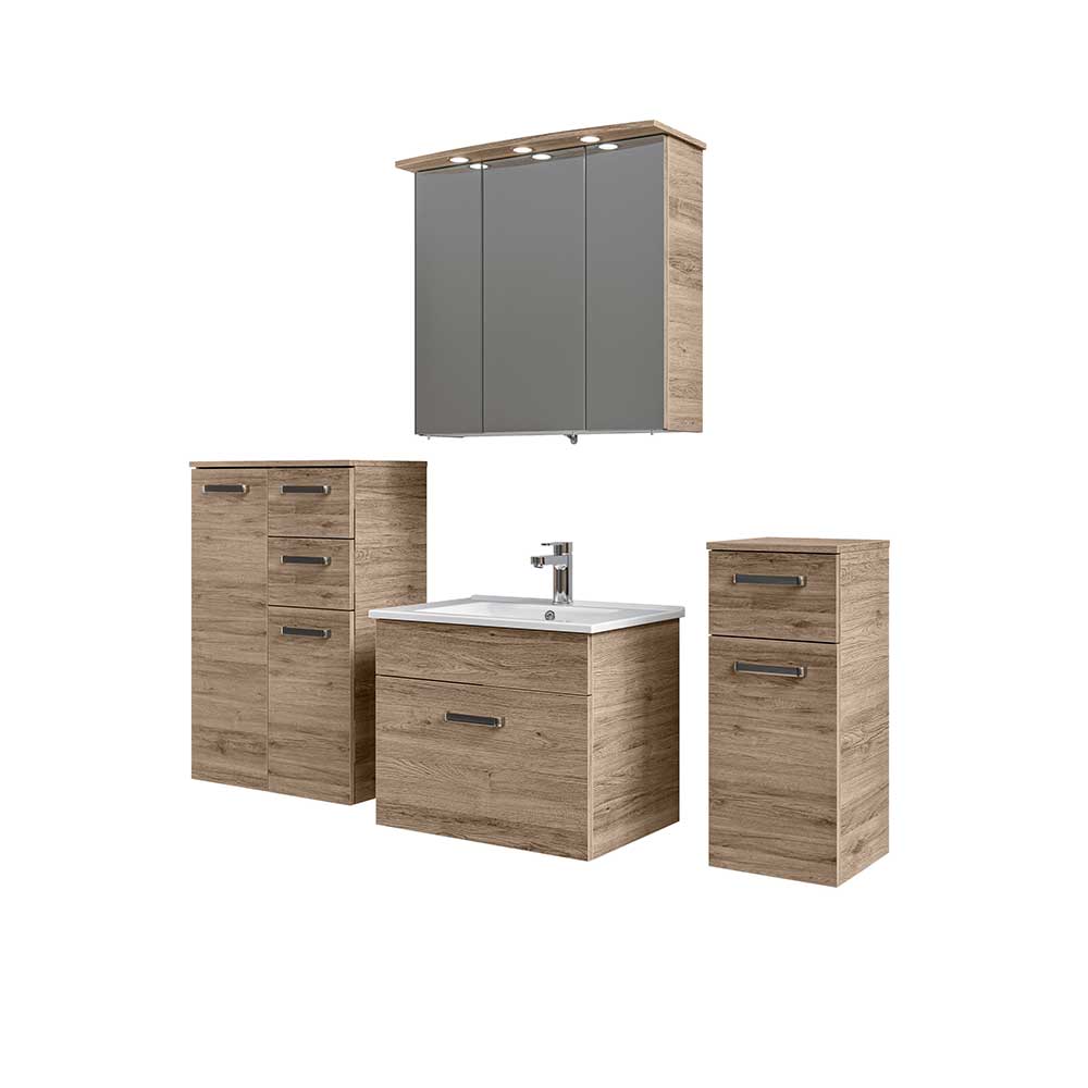 Holzoptik Badezimmermöbel Set - Lemi (vierteilig)